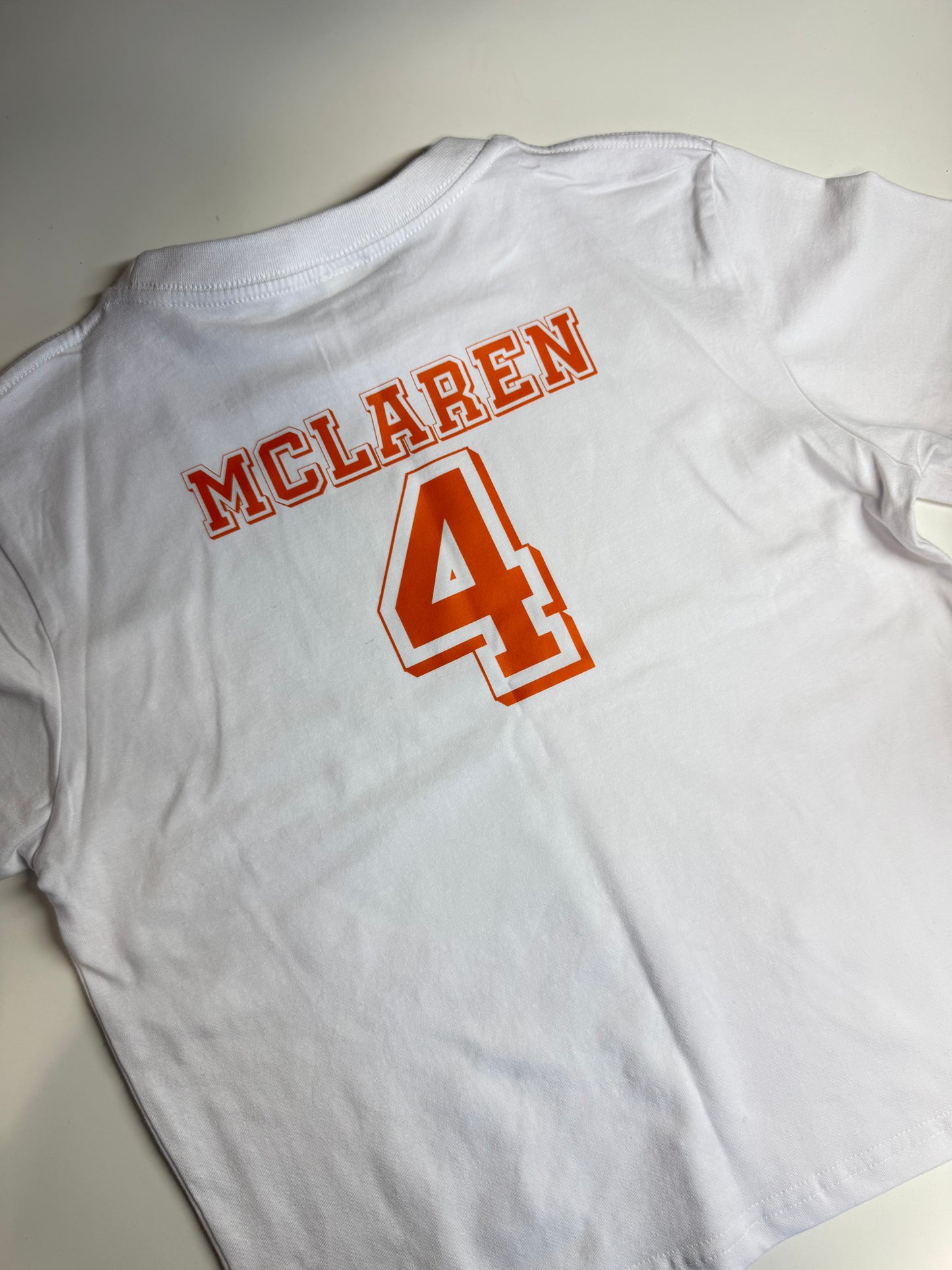 Ready to ship McLaren 4 Print front and back Baby Tee Size L