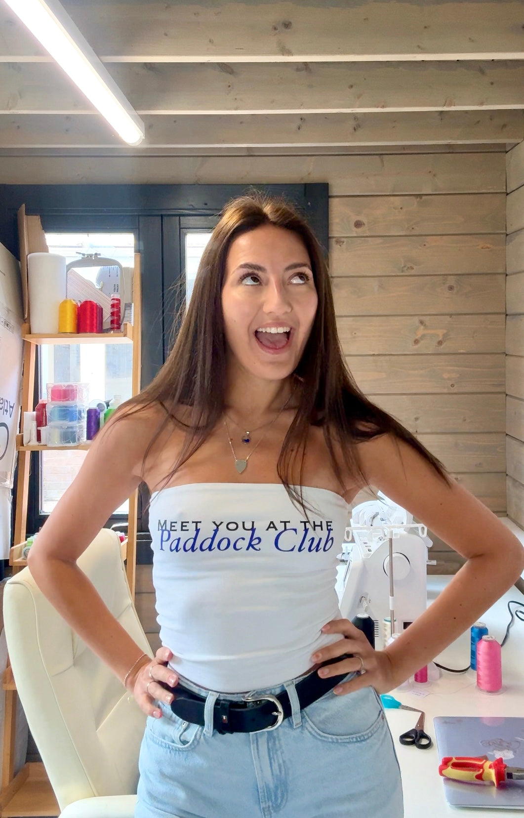 Meet You At The Paddock Club Bandeau Top Printed