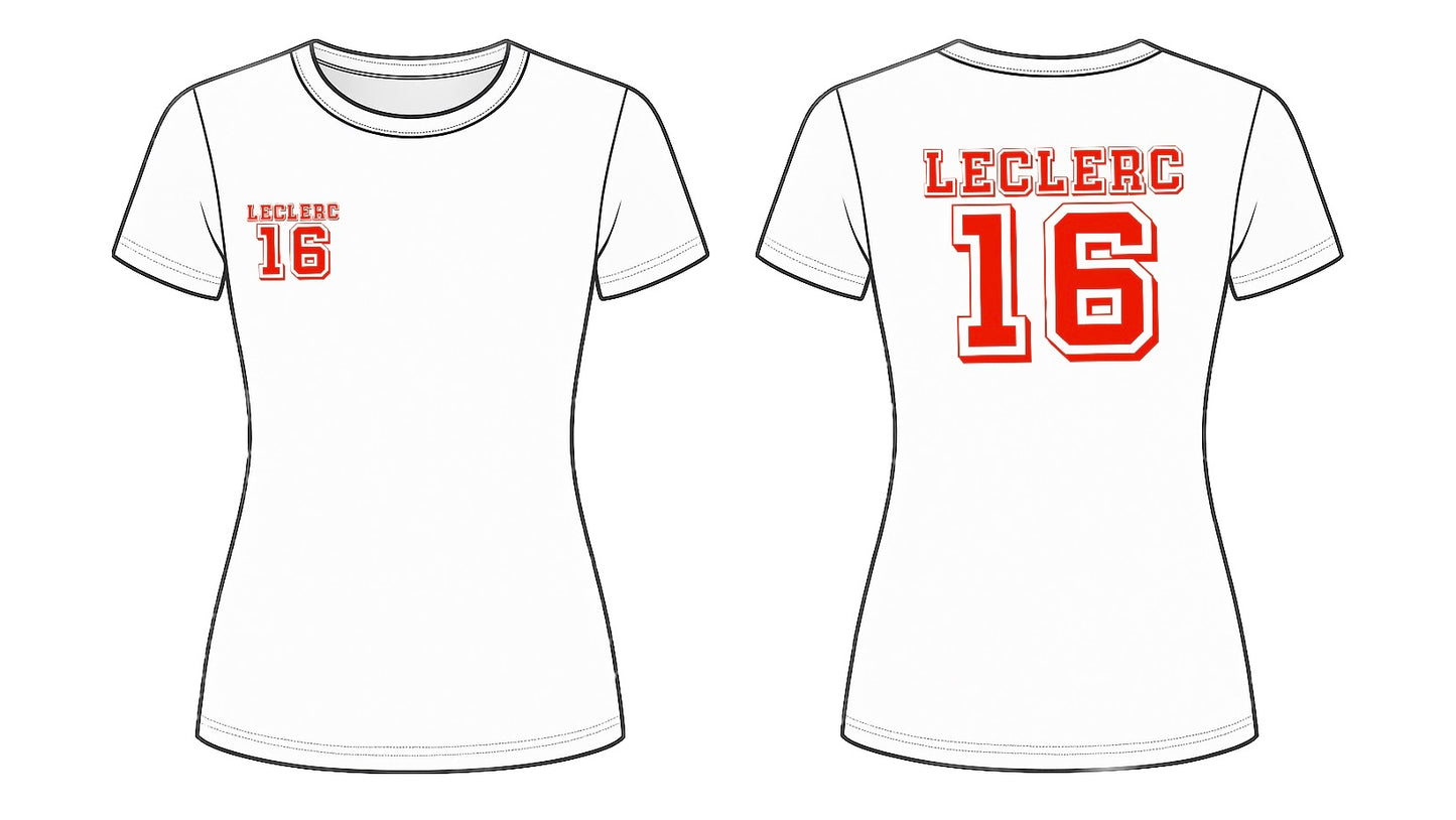 Leclerc 16 Print front and back Baby Tee