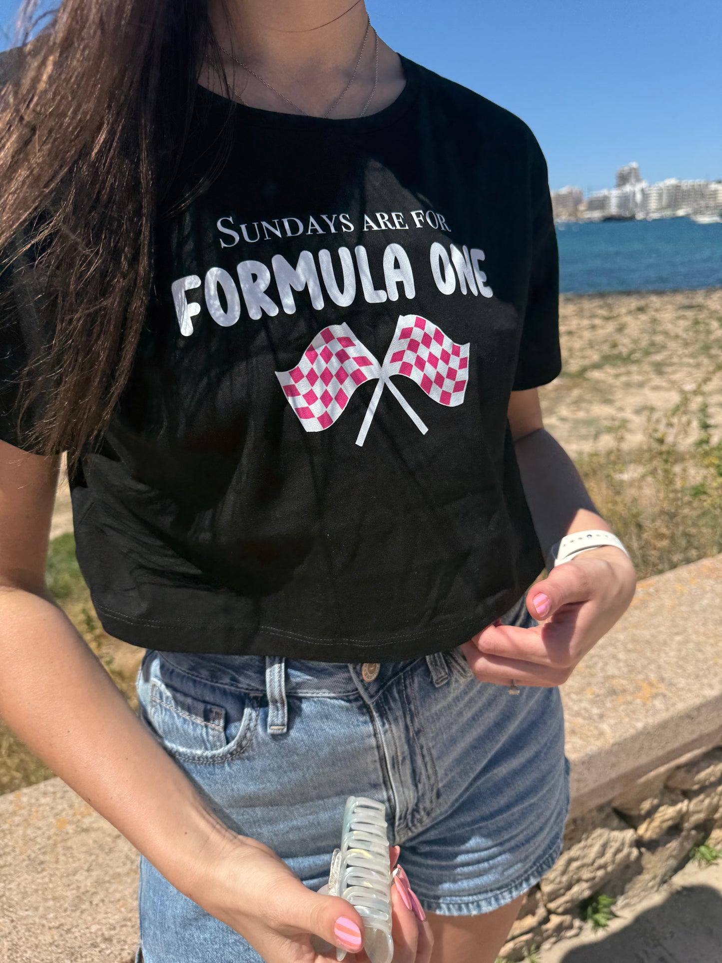 Sundays are for Formula One Crop Top Printed