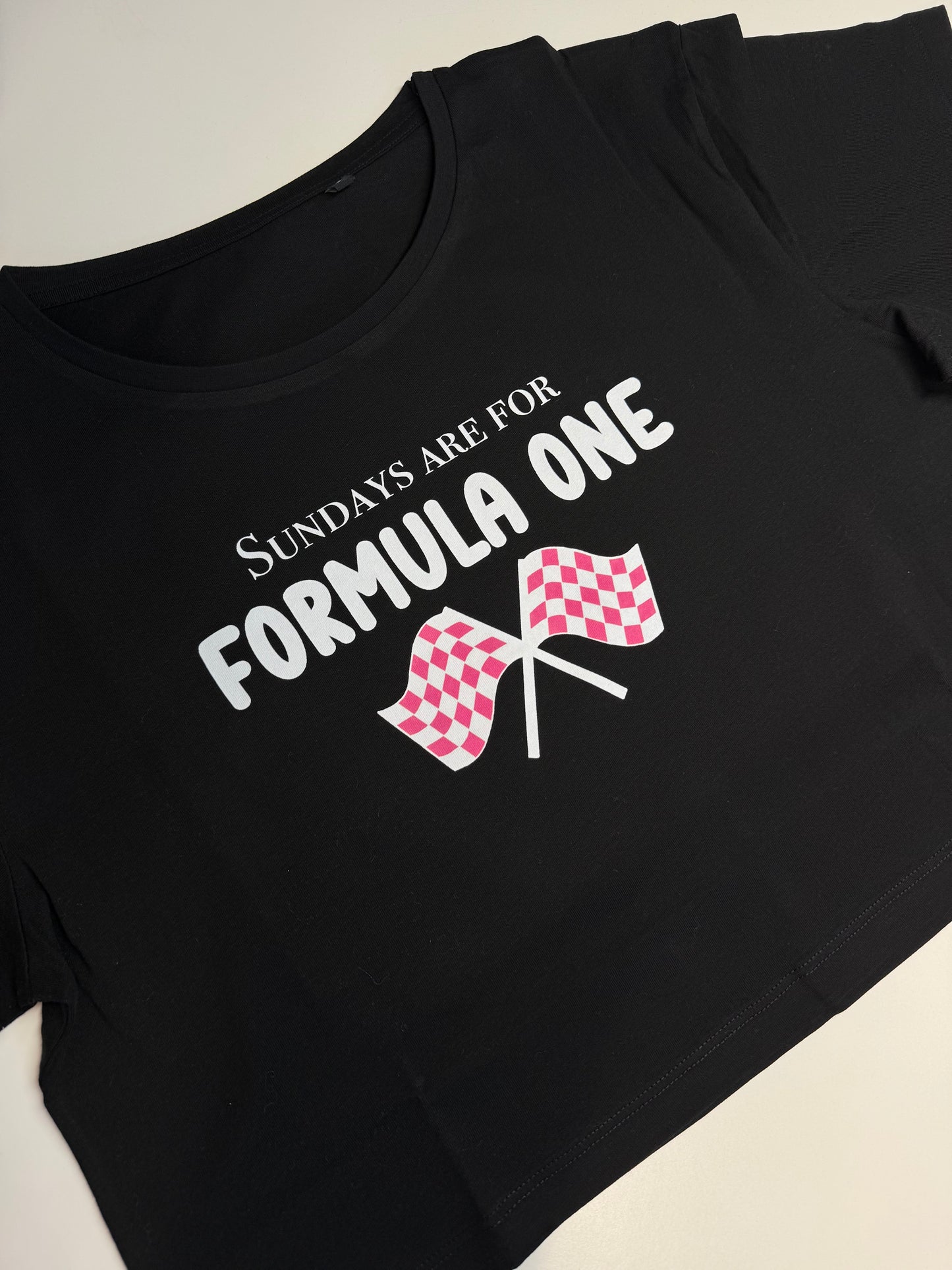 Sundays are for Formula One Crop Top Printed