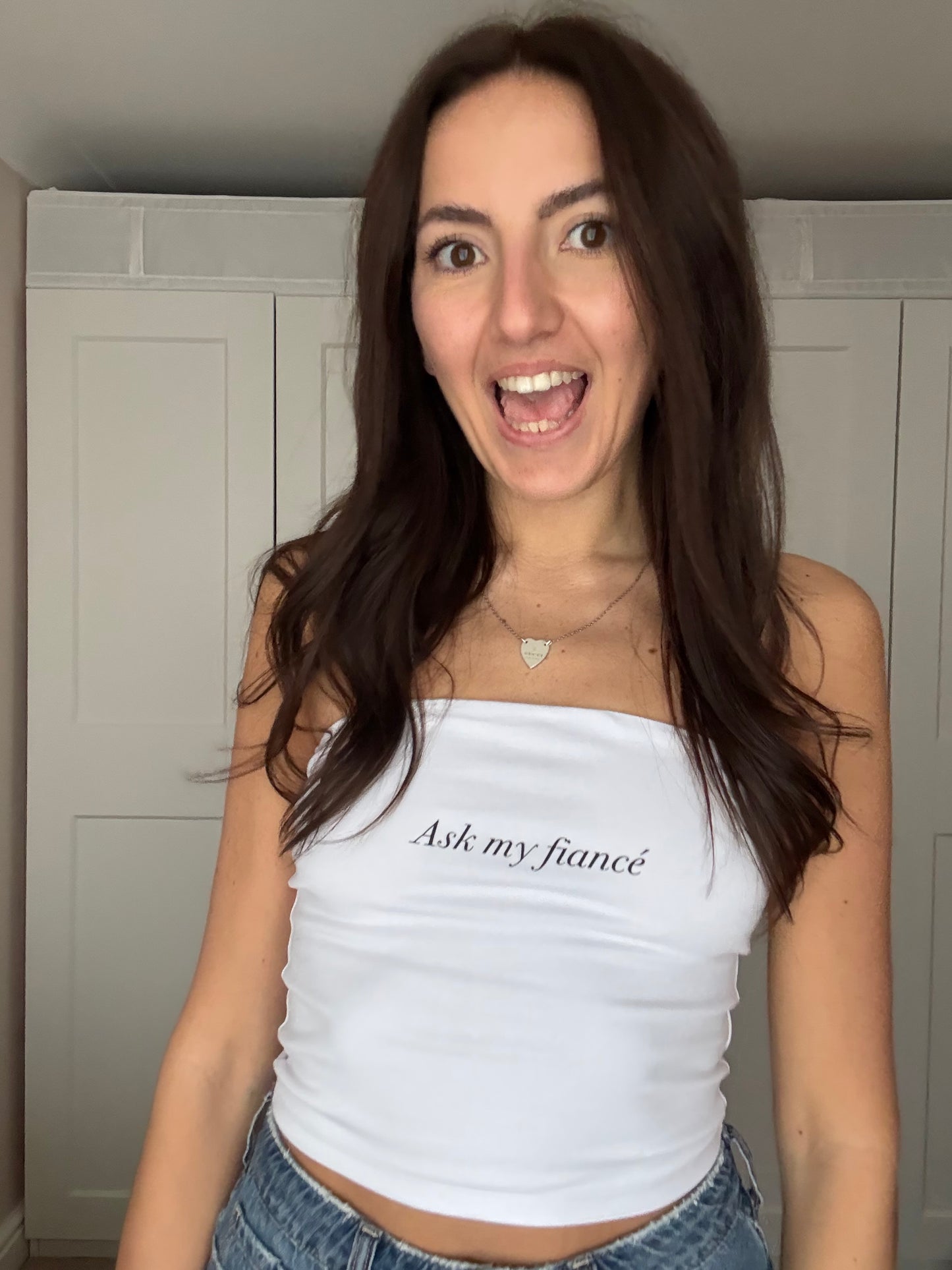 Ask my fiance printed Bandeau Top
