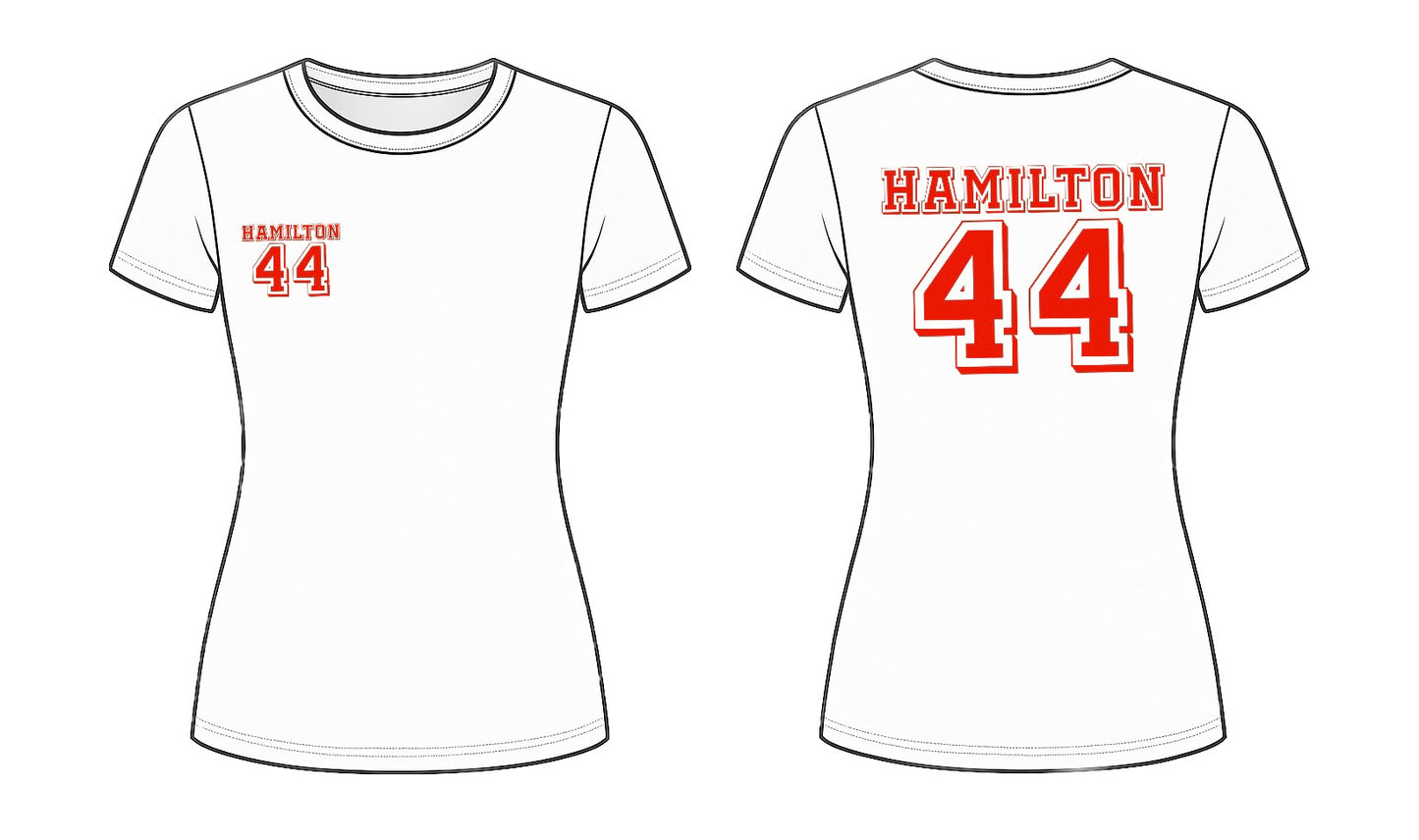 Hamilton 44 Print front and back Baby Tee
