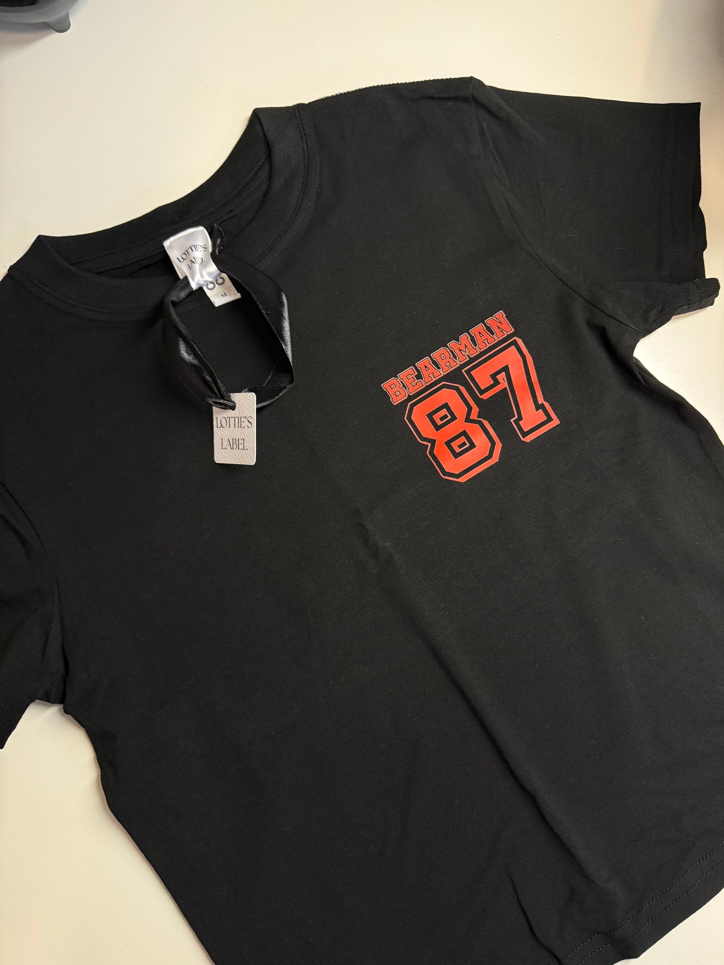 Ready to ship Bearman 87 Print front and back Baby Tee Size M