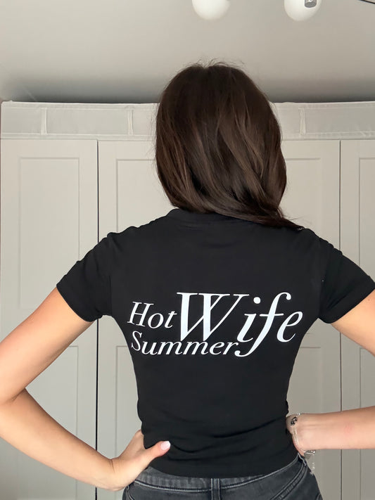 Hot Wife Summer Print Back Baby Tee