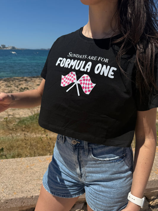 Sundays are for Formula One Crop Top Printed