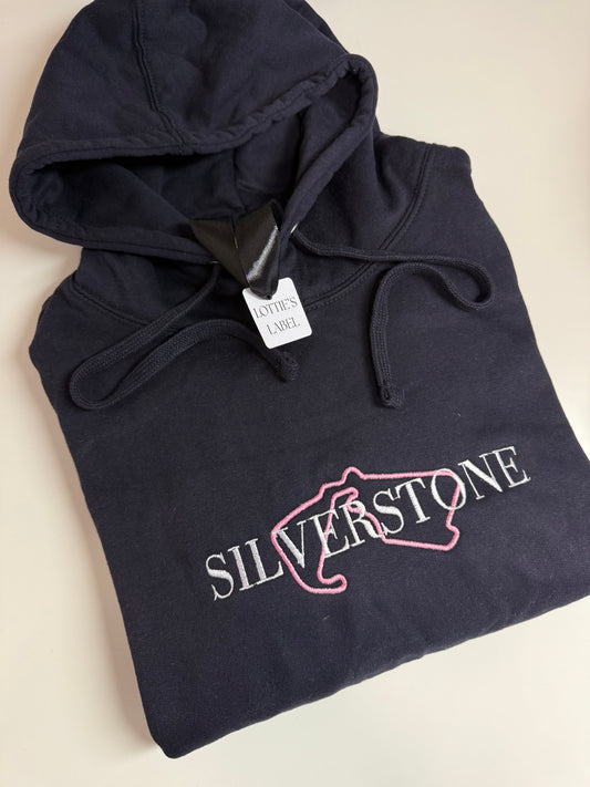 Ready to ship Navy Silverstone embroidered front hoodie size M