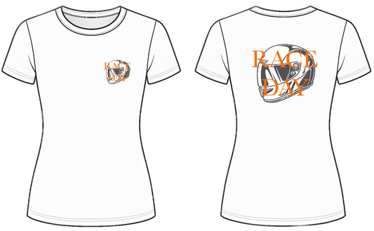 Race Day Helmet Print front and back Baby Tee